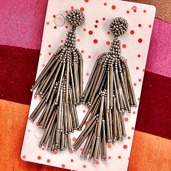 NWT Deepa Gurnani Beaded Chandeliers Gunmetal - Picture 2 of 15